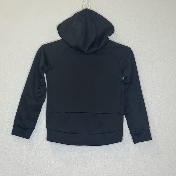 Nike Dri Fit Hooded Sweatshirt Girls Sz 5 Small Black Pink Logo Kangaroo Pocket - Picture 4 of 6